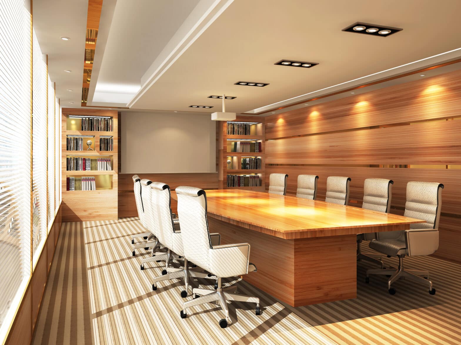 stylish office conference table with millwork