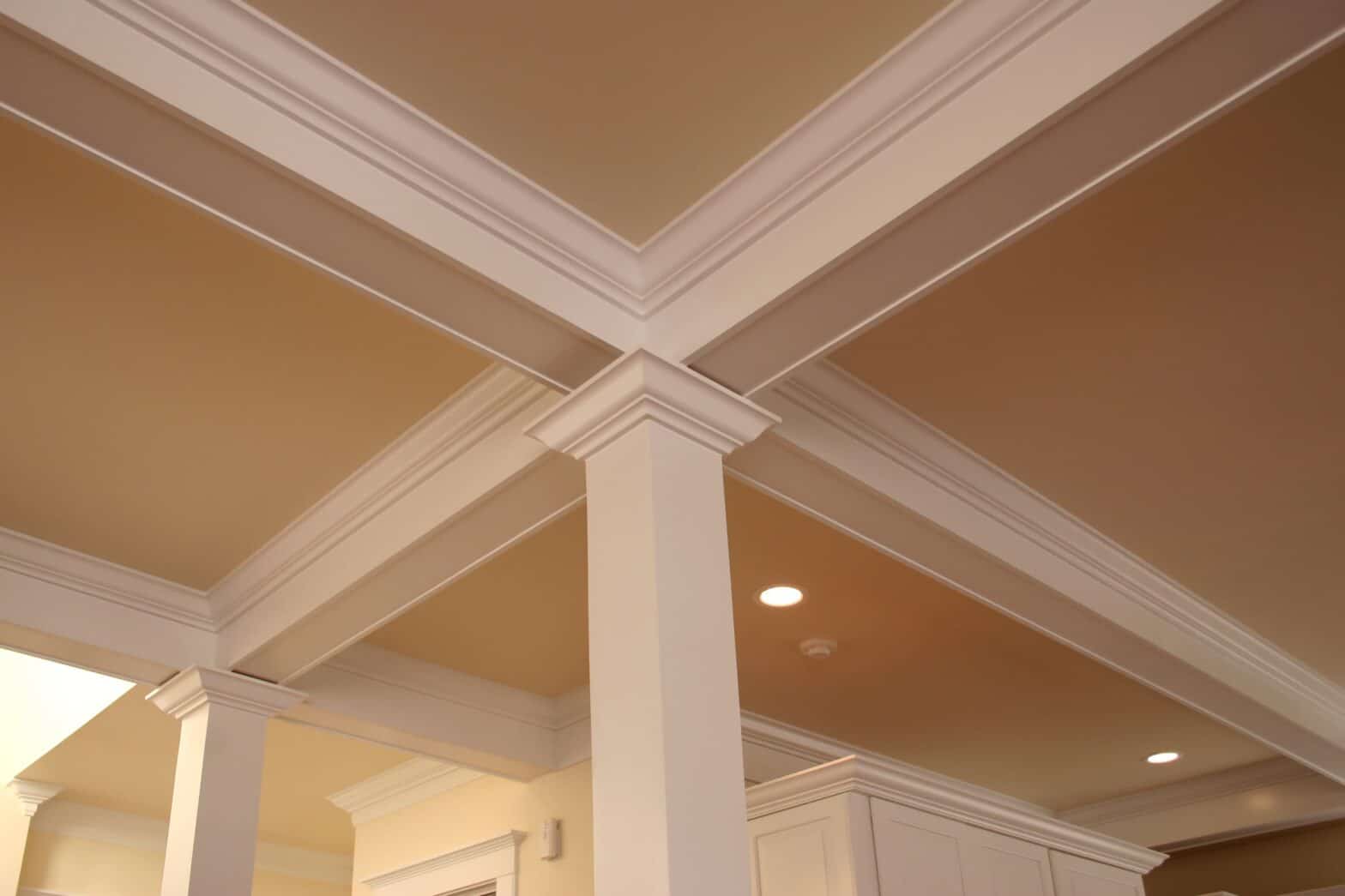 Custom crown mold on a ceiling.